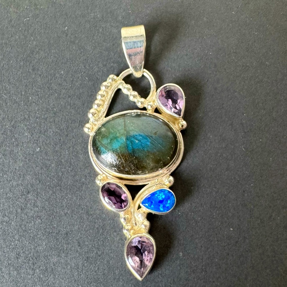 Labradorite & Gemstone Pendant
